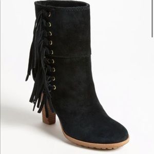 COACH Tamsin Black Suede Booties, Size 8